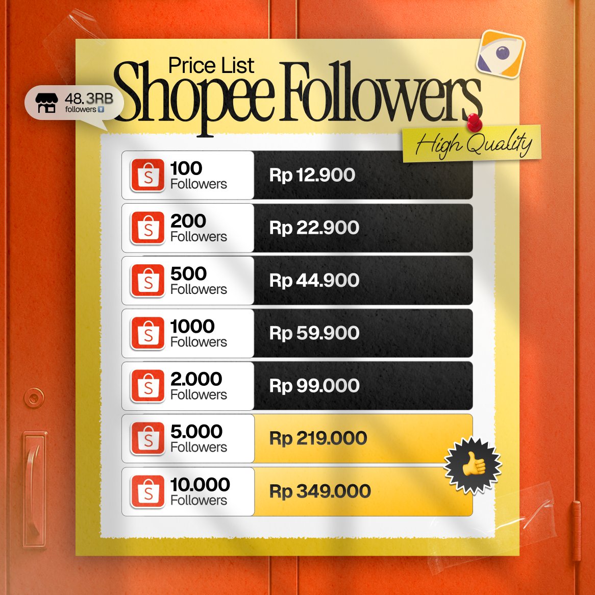 Shopee Followers - High Quality 🥇 2